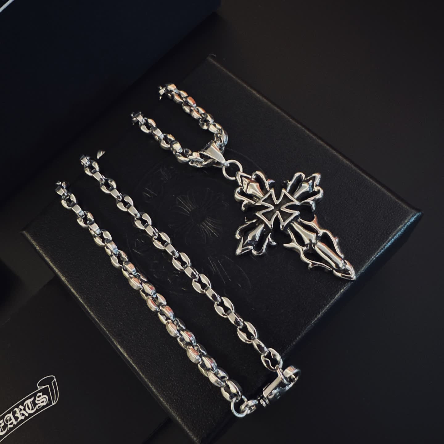Chrome Hearts Silver Cross Pendant Necklace